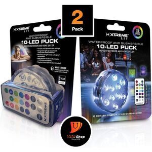 Xtreme Waterproof LED Puck Light, 15 Color Settings (2 Pack)